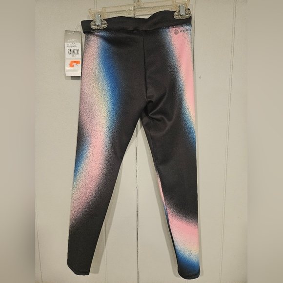 NWT-Girls Adidas Aeroready Black With Rainbow Print Tights-Girls Size Small - Picture 2 of 5